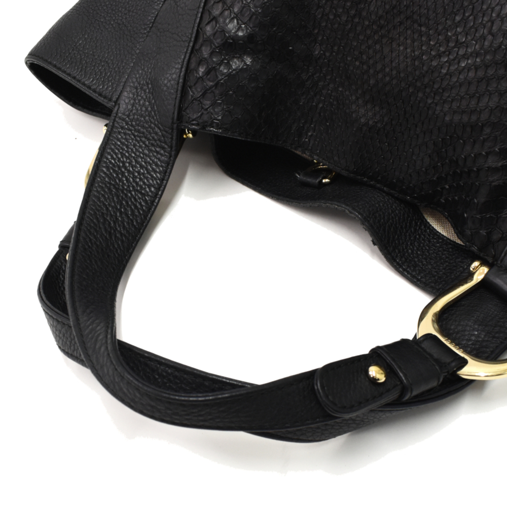 Gucci Python Horsebit Tote Bag Black - image 7